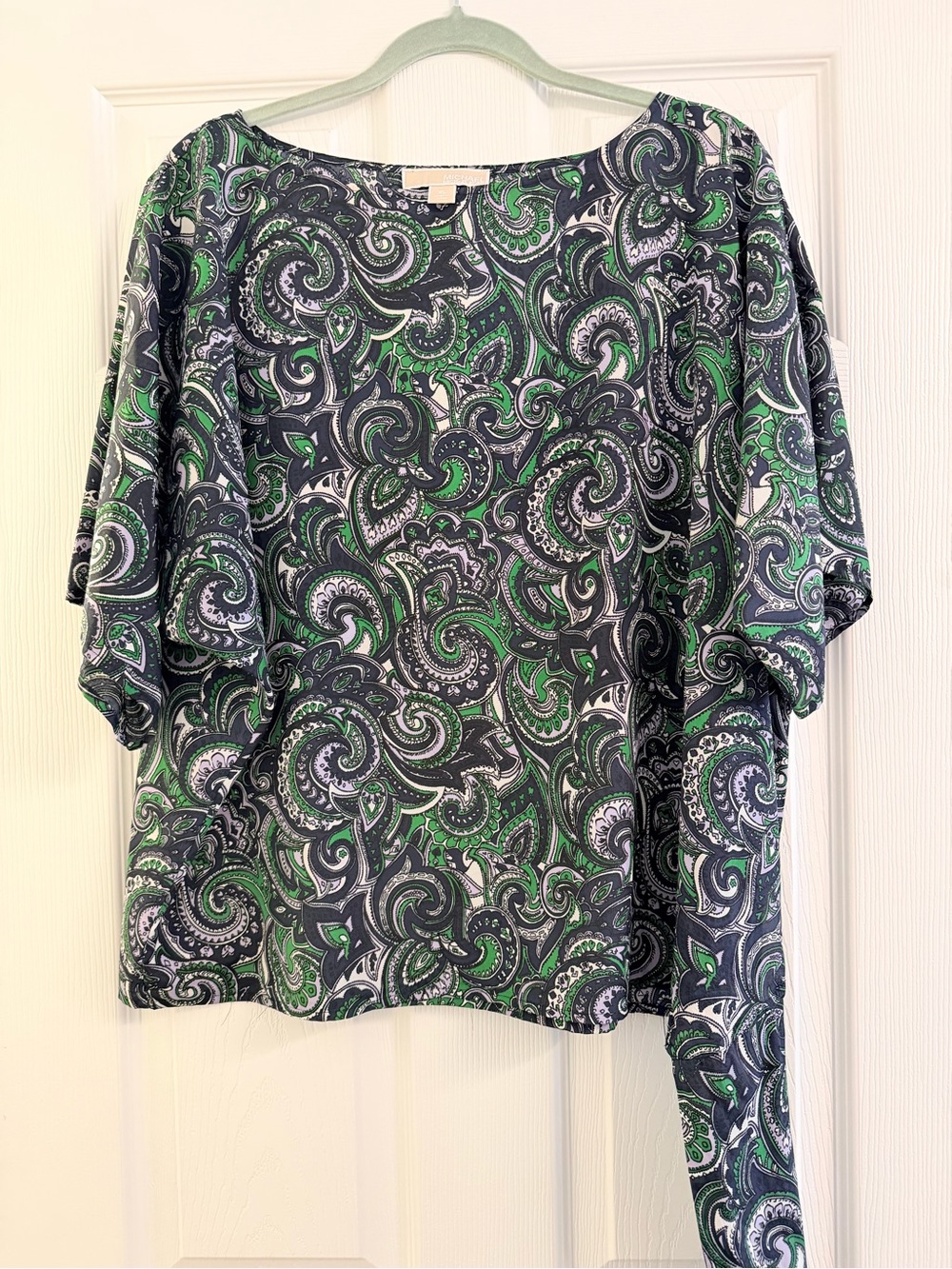Michael Kors Green, Navy & Lilac Paisley Top - Picture 2 of 6